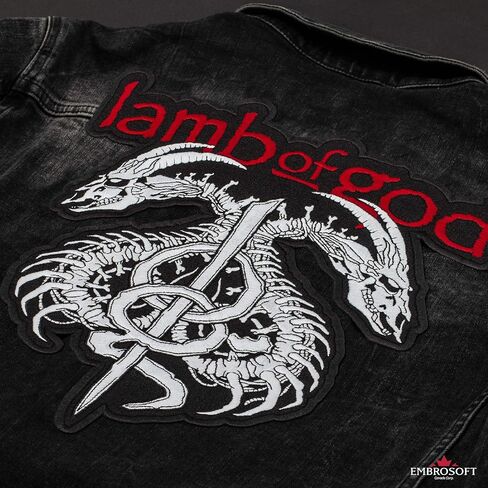 رقعة Lamb of God - شعار Rock Band Wrath - رقع شعار الموسيقى المعدنية الثقيلة - رقعة حديدية مطرزة - الحجم: 4.7 × 4.9 بوصة in Kuwait