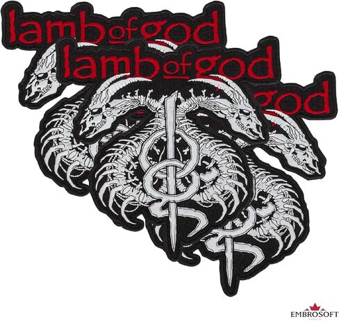 رقعة Lamb of God - شعار Rock Band Wrath - رقع شعار الموسيقى المعدنية الثقيلة - رقعة حديدية مطرزة - الحجم: 4.7 × 4.9 بوصة in Kuwait