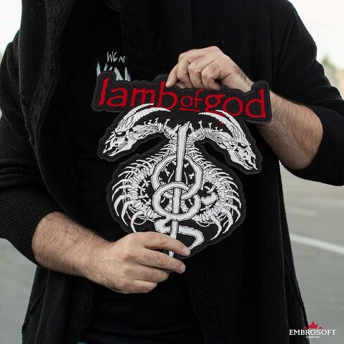 رقعة Lamb of God - شعار Rock Band Wrath - رقع شعار الموسيقى المعدنية الثقيلة - رقعة حديدية مطرزة - الحجم: 4.7 × 4.9 بوصة in Kuwait