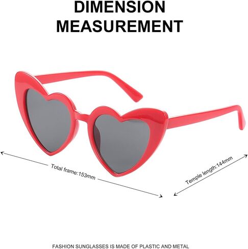 GEMILY Heart Sunglasses Fashion Red Love Party Valentine's Day.Glasses Novelty Summer Outdoor Eyewear Rave Accessory for Women and Girls in Saudi Arabia