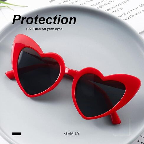 GEMILY Heart Sunglasses Fashion Red Love Party Valentine's Day.Glasses Novelty Summer Outdoor Eyewear Rave Accessory for Women and Girls in Saudi Arabia