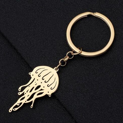 YAYAKO Novelty Jellyfish Keychain Stainless Steel Car Key Rings Accessories Cute Fish Gifts for Women Girls Ocean Decorations in Saudi Arabia
