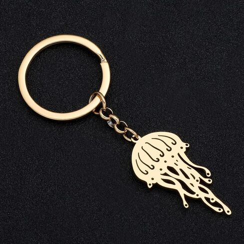 YAYAKO Novelty Jellyfish Keychain Stainless Steel Car Key Rings Accessories Cute Fish Gifts for Women Girls Ocean Decorations in Saudi Arabia