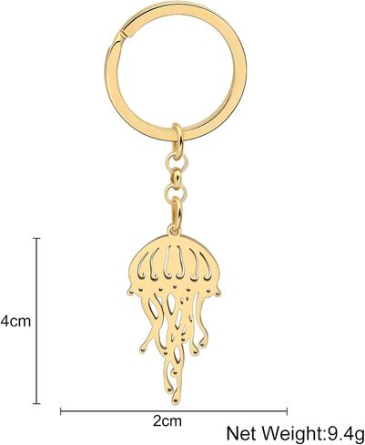 YAYAKO Novelty Jellyfish Keychain Stainless Steel Car Key Rings Accessories Cute Fish Gifts for Women Girls Ocean Decorations in Saudi Arabia