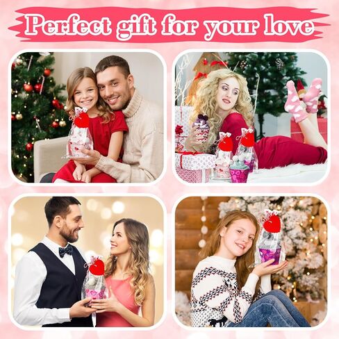 ShinyMatch 6 Pair Valentine's Day Cupcake Socks Fuzzy Socks Gift with Cupcake Card Cute DIY Present Socks Gift for Women Men in Kuwait