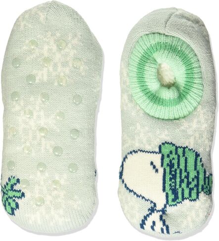 Peanuts Women's Holiday Single Cuffer Slipper Socks, Winter Grey, 9-11 in Saudi Arabia