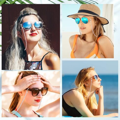 سلاسل نظارات انيقة للنساء من دبليو ال ال اتش واي اف، حزام للنظارات الشمسية والنظارة الشمسية، حبل قصير حول الرقبة، حبل سلسلة للنظارات للبنات، زهري، مقاس واحد in Saudi Arabia