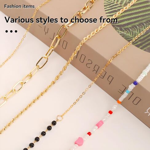 Pangogogo Crystal Pearls Gemstones Anti-slip Eyeglasses Chain Mouthpiece Face 5 Pieces in Kuwait