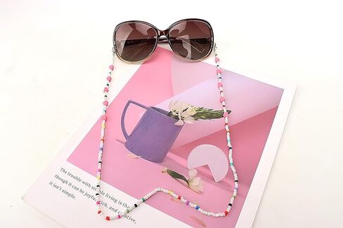 Pangogogo Crystal Pearls Gemstones Anti-slip Eyeglasses Chain Mouthpiece Face 5 Pieces in Kuwait