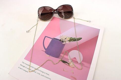 Pangogogo Crystal Pearls Gemstones Anti-slip Eyeglasses Chain Mouthpiece Face 5 Pieces in Kuwait