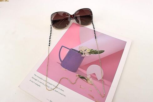 Pangogogo Crystal Pearls Gemstones Anti-slip Eyeglasses Chain Mouthpiece Face 5 Pieces in Kuwait