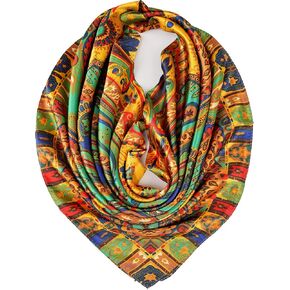 YOUR SMILE Silk Like Head Scarf Top For Women's Fashion Pattern Large Square Satin Headscarf Wraps