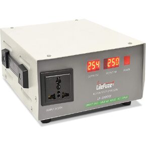 LiteFuze 5000 Watt محول الجهد الكهربي خطوة لأعلى / لأسفل - 110 فولت إلى 220 فولت / 220 فولت إلى 110 فولت محول طاقة - سلك مؤرض بالكامل في الولايات المتحدة الأمريكية - مقبس مخرج عالمي، 2 منافذ أمريكية - معتمدة من CE in Kuwait