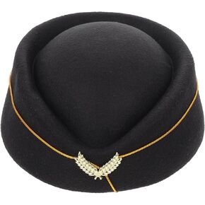 Alipis Purple Flight Attendant Hat Felt Stewardess Cap Cosplay Air Hostess Hat Pilot Captain Costume Hat Hair Accessories