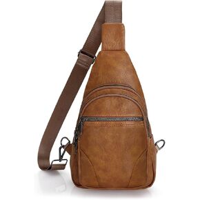 JASGOOD Small Sling Bag for Women Leather Fanny Packs Crossbody Bags Trendy Chest Bag for Travel Anti-Theft Sling Purse