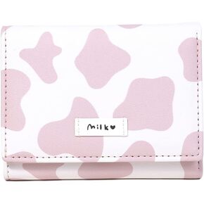 VALICLUD Cow Print Wallet Kawaii Wallet PU Tri- folded Cow Print Wallets for Women Cute Wallets for Teen Girls