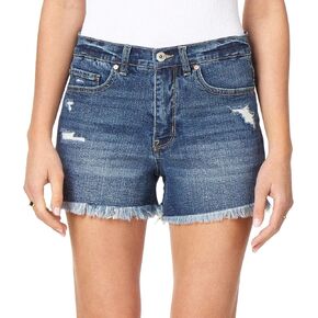 WallFlower Women's Fearless Curvy Denim Fashion Shorts High-Rise Insta Vintage Juniors