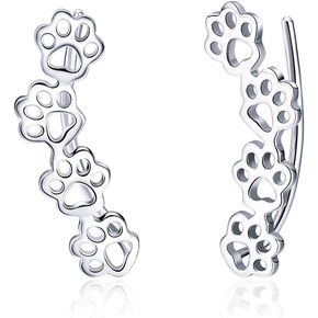 Paw Ear Cuff Wrap Crawler Climber Earrings for Women Teen Girls Sterling Silver Studs Clip On Cute Dog Cat Pin Hypoallergenic Jewelry in Kuwait