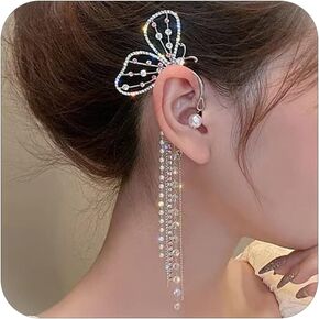 Butterfly Ear Cuff Zircon Butterfly Earrings for Women No Piercing Butterfly Wrap Earrings Dainty Butterfly Cartilage Earrings Gifts for Her in Saudi Arabia