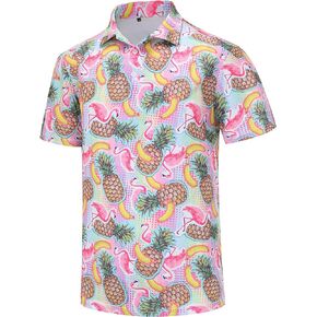 Funny Golf Shirts for Men Dry Fit Short Sleeve Print Mens Golf Polo Shirts for Men