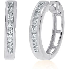 La Joya Lab Grown Diamond Huggie Earrings for Women | 1/4-1/2 CT TW 925 Sterling Silver Diamond Huggie Hoop Earrings | Dainty and Petite Small Diamond Hoop Earrings in Kuwait