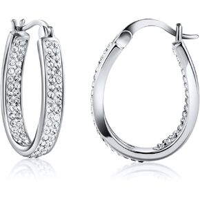 Barzel 18K Gold Plated Inside Out Crystal Hoop Earrings for Women