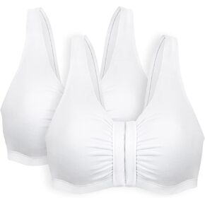 Bestform 5006014 حمالة صدر رياضية مريحة غير مبطنة من القطن القابل للتمدد مع إغلاق أمامي in Kuwait