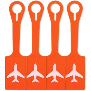Silicone Luggage Tags 4 Pack with Name ID Card by Vigorport