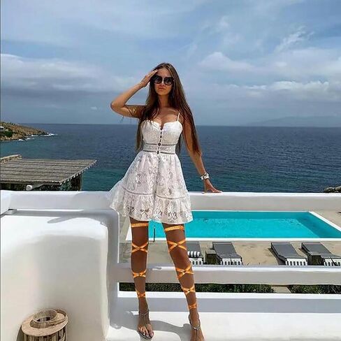 Wosois مثير الساق يلتف لامعة القوطية ضمادة الرباط حزام مهرجان الهذيان الرقص حزب زي للنساء والفتيات in Kuwait