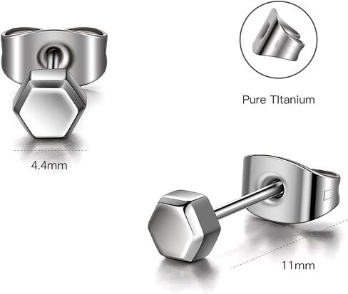 TGNEL Pure Titanium Earrings Studs Nickel-Free Hypoallergenic Earrings for Sensitive Ears, Dainty Hexagon/Triangle/Square/Rectangle Geometric Stud Earrings for Women Men in Kuwait