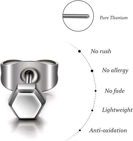 TGNEL Pure Titanium Earrings Studs Nickel-Free Hypoallergenic Earrings for Sensitive Ears, Dainty Hexagon/Triangle/Square/Rectangle Geometric Stud Earrings for Women Men in Kuwait