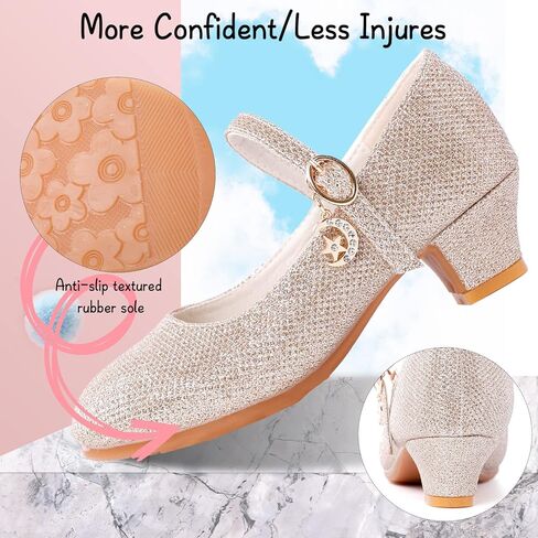 حذاء ماري جين للفتيات من MEJORMEN بكعب منخفض للحفلات وحفلات زفاف الأميرة بخطاف وحلقة قابلة للتعديل للفتيات - الأطفال الصغار/الأطفال الكبار in Kuwait