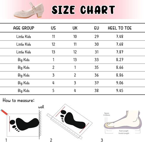 حذاء ماري جين للفتيات من MEJORMEN بكعب منخفض للحفلات وحفلات زفاف الأميرة بخطاف وحلقة قابلة للتعديل للفتيات - الأطفال الصغار/الأطفال الكبار in Kuwait