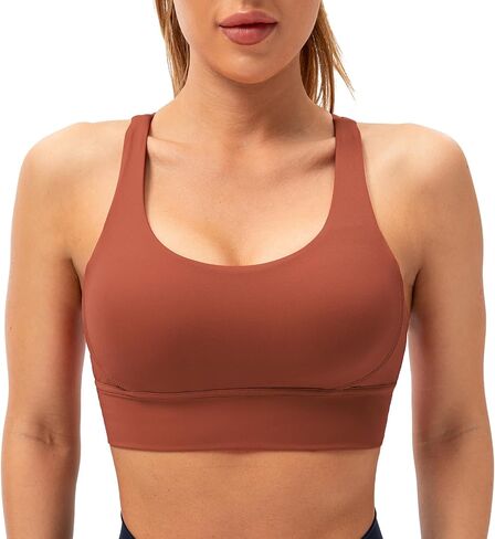 Lavento Strappy Sports Bras for Women Longline Padded Medium Support Yoga Training Bra Top in Saudi Arabia