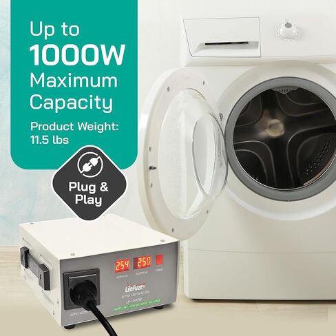 LiteFuze 5000 Watt محول الجهد الكهربي خطوة لأعلى / لأسفل - 110 فولت إلى 220 فولت / 220 فولت إلى 110 فولت محول طاقة - سلك مؤرض بالكامل في الولايات المتحدة الأمريكية - مقبس مخرج عالمي، 2 منافذ أمريكية - معتمدة من CE in Kuwait