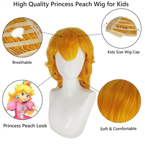 فستان زي الأميرة الخوخ للفتيات من Miulruma للأطفال مع ملحقات الشعر المستعار أزياء الهالوين أزياء سوبر بروس التنكرية باللون الوردي in Kuwait