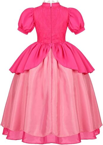 فستان زي الأميرة الخوخ للفتيات من Miulruma للأطفال مع ملحقات الشعر المستعار أزياء الهالوين أزياء سوبر بروس التنكرية باللون الوردي in Kuwait