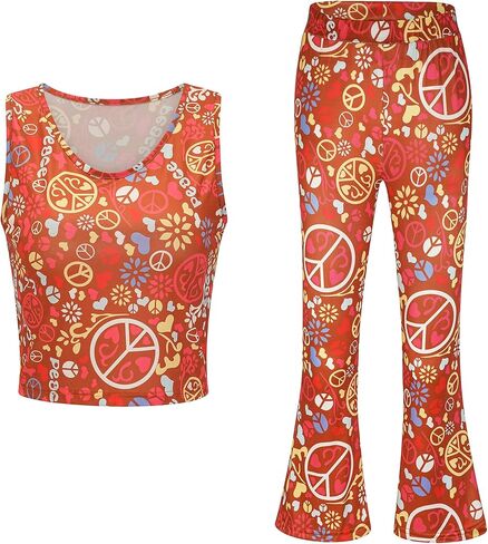 زي EBYTOP Holloween Hippie التنكري للفتيات، ملابس وإكسسوارات الستينيات والسبعينيات in Kuwait