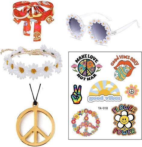 زي EBYTOP Holloween Hippie التنكري للفتيات، ملابس وإكسسوارات الستينيات والسبعينيات in Kuwait