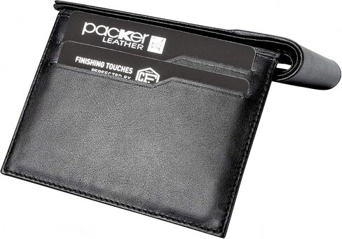 كولد فاير محفظة تكتيكية من الياف الكربون مع نافذة لبطاقة الهوية للرجال - محفظة مصنوعة يدويا من جلد كيه الاصلي للرجال نحيفة للغاية ثنائية الطي مع حجب تقنية تحديد الهوية بموجات الراديو. هدية للرجال. in Kuwait