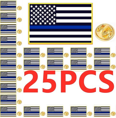 HAFILO دبوس معدني صغير مستطيل على شكل علم الشرطة الأمريكية، دبوس رفيع باللون الأزرق، دبوس كبير لدعم إنفاذ القانون in Kuwait