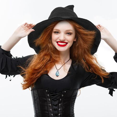 Sawowkuya 2 Pcs Halloween Witch Hat Wool Knitted Wizard Hats for Women Witches Party Masquerade Cosplay Costume Accessory in Saudi Arabia