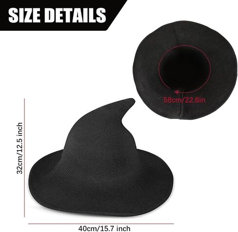 Sawowkuya 2 Pcs Halloween Witch Hat Wool Knitted Wizard Hats for Women Witches Party Masquerade Cosplay Costume Accessory in Saudi Arabia