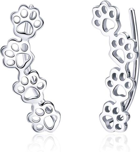 Paw Ear Cuff Wrap Crawler Climber Earrings for Women Teen Girls Sterling Silver Studs Clip On Cute Dog Cat Pin Hypoallergenic Jewelry in Kuwait