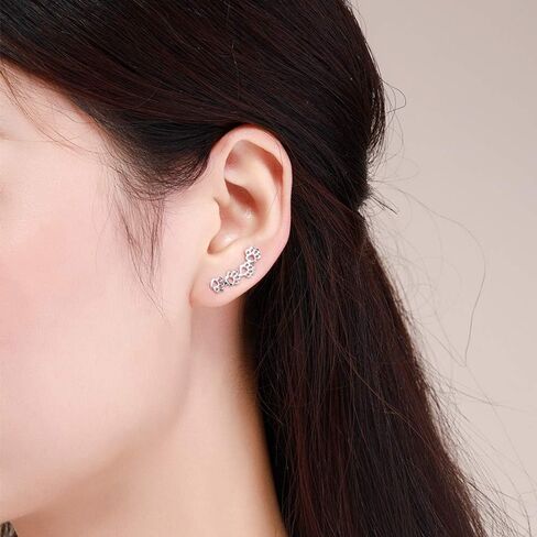 Paw Ear Cuff Wrap Crawler Climber Earrings for Women Teen Girls Sterling Silver Studs Clip On Cute Dog Cat Pin Hypoallergenic Jewelry in Kuwait