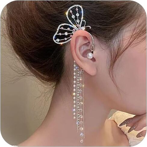 Butterfly Ear Cuff Zircon Butterfly Earrings for Women No Piercing Butterfly Wrap Earrings Dainty Butterfly Cartilage Earrings Gifts for Her in Kuwait