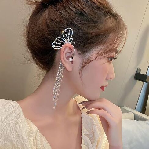 Butterfly Ear Cuff Zircon Butterfly Earrings for Women No Piercing Butterfly Wrap Earrings Dainty Butterfly Cartilage Earrings Gifts for Her in Kuwait