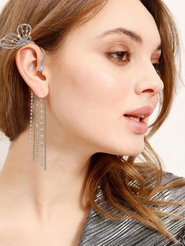 Butterfly Ear Cuff Zircon Butterfly Earrings for Women No Piercing Butterfly Wrap Earrings Dainty Butterfly Cartilage Earrings Gifts for Her in Kuwait