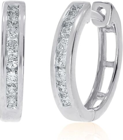 La Joya Lab Grown Diamond Huggie Earrings for Women | 1/4-1/2 CT TW 925 Sterling Silver Diamond Huggie Hoop Earrings | Dainty and Petite Small Diamond Hoop Earrings in Kuwait