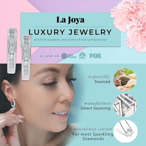 La Joya Lab Grown Diamond Huggie Earrings for Women | 1/4-1/2 CT TW 925 Sterling Silver Diamond Huggie Hoop Earrings | Dainty and Petite Small Diamond Hoop Earrings in Kuwait